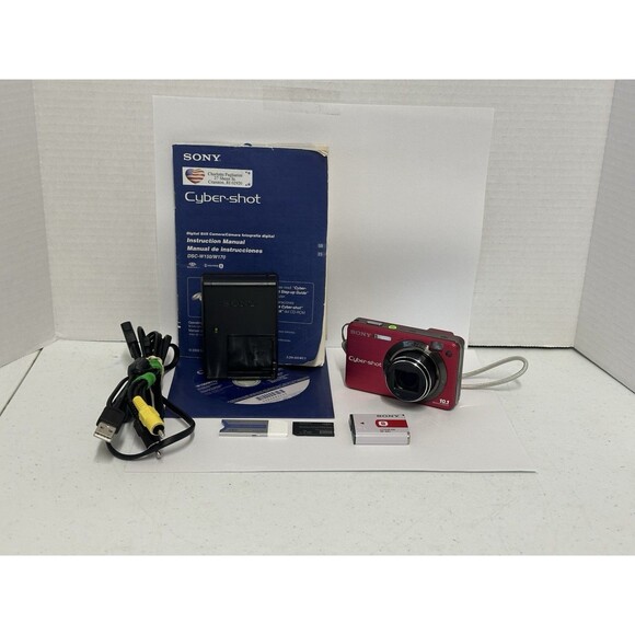 Sony Cybershot DSC-W170 Red / Pink Digital Camera w/ Memory Card Charger 2 Batts - Picture 1 of 14